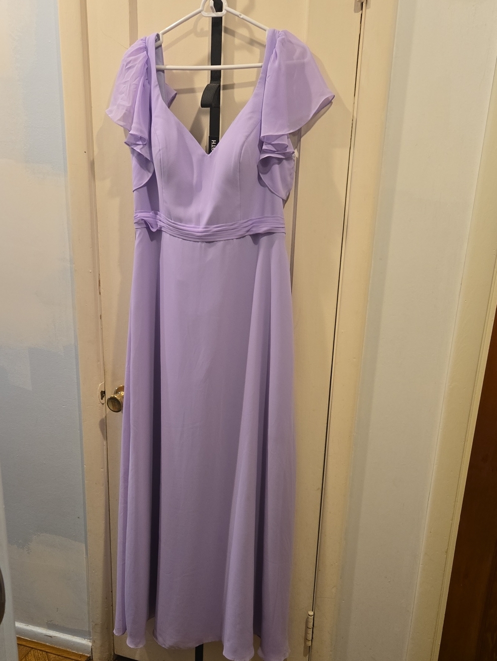Azazie KendallxKylie Flutter Sleeve Chiffon A Line Lilac Bridesmaid Dress